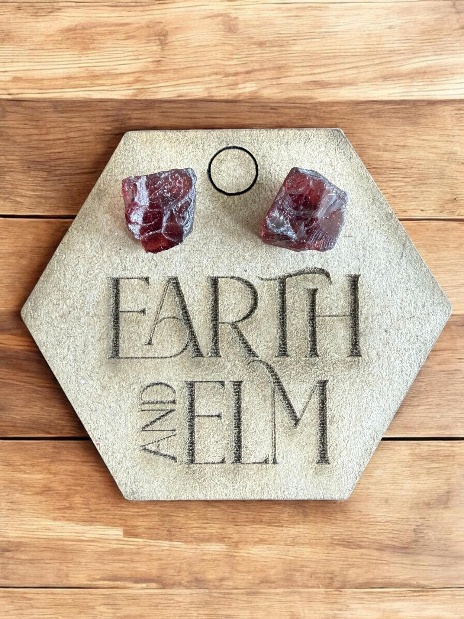 Raw Garnet Stud Earrings | Gemstone Studs | Natural Stone Jewelry