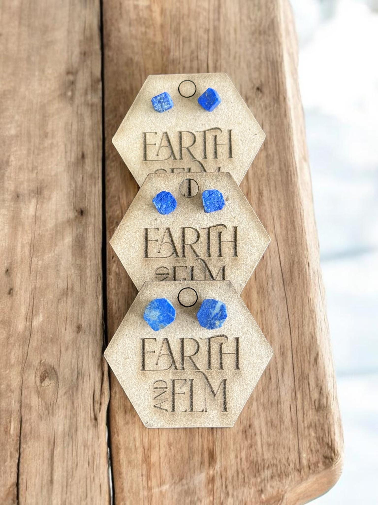 Raw Lapis Lazuli Stud Earrings | Gemstone Studs | Natural Stone Jewelry