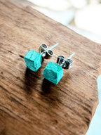 Raw Malachite Stud Earrings | Gemstone Studs | Natural Stone Jewelry