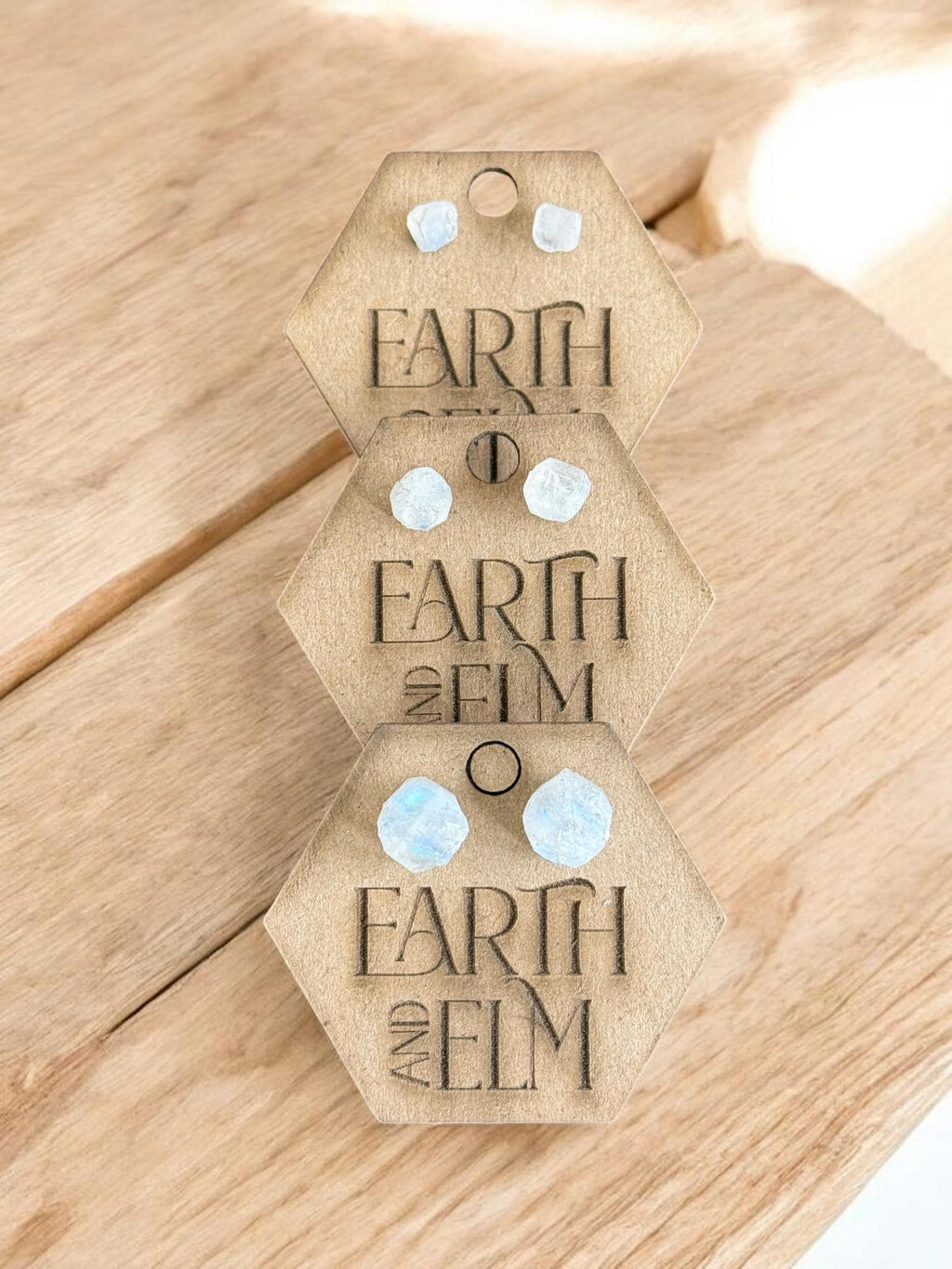 Raw Moonstone Stud Earrings | Gemstone Studs | Natural Stone Jewelry