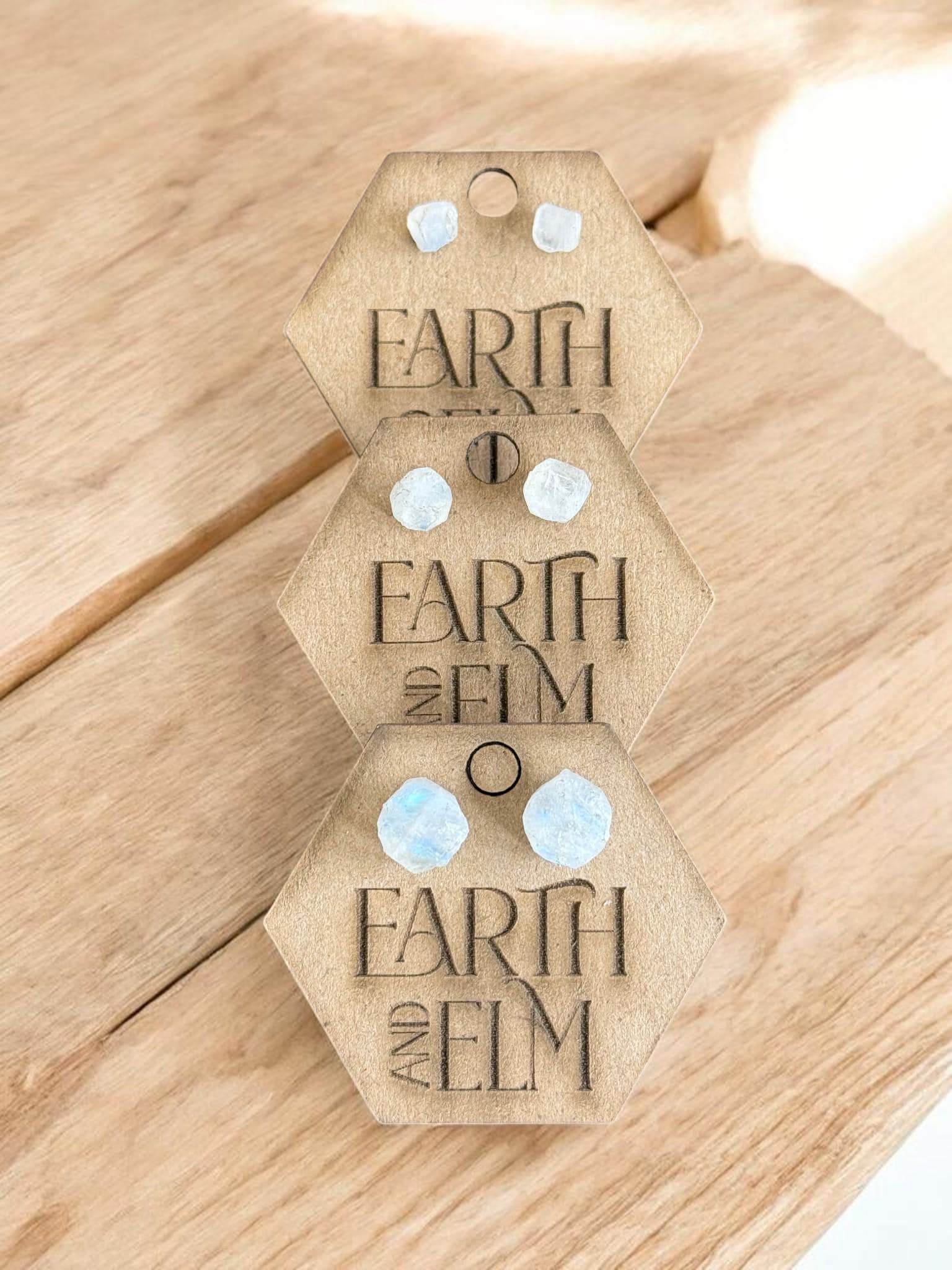 Raw Moonstone Stud Earrings | Gemstone Studs | Natural Stone Jewelry