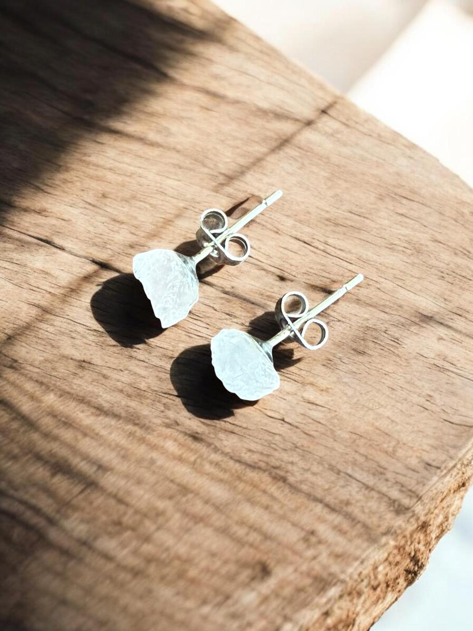 Raw Rose Quartz Stud Earrings | Gemstone Studs | Natural Stone Jewelry
