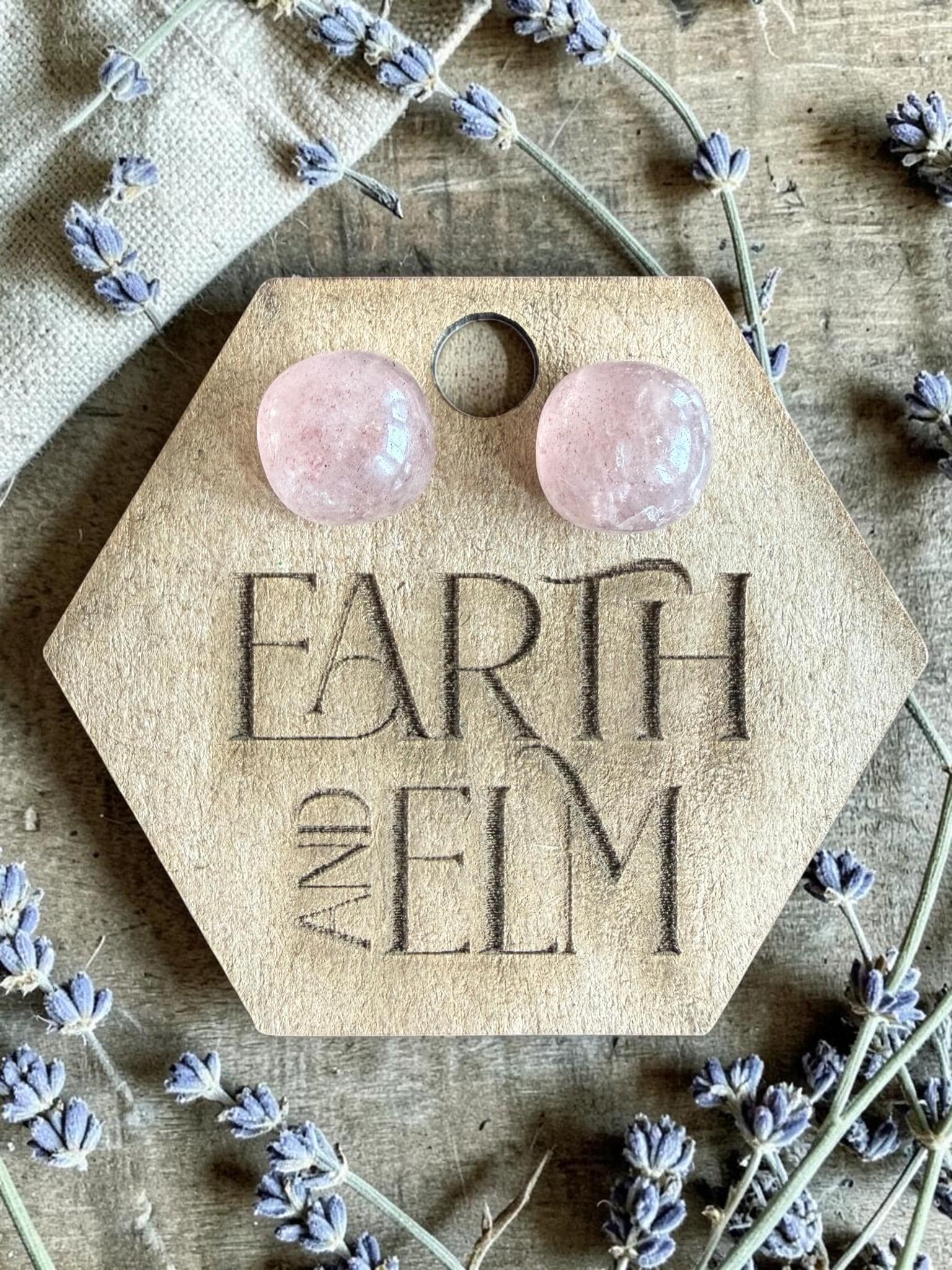 Strawberry Quartz Cushion Cut Stud Earrings | Authentic Gemstone Studs