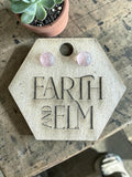 Strawberry Quartz Hexagon Cut Stud Earrings | Authentic Gemstone Studs