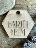 Strawberry Quartz Trillion Cut Stud Earrings | Authentic Gemstone Studs