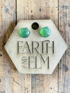 Nephrite Jade Hexagon Cut Stud Earrings | Authentic Gemstone Studs