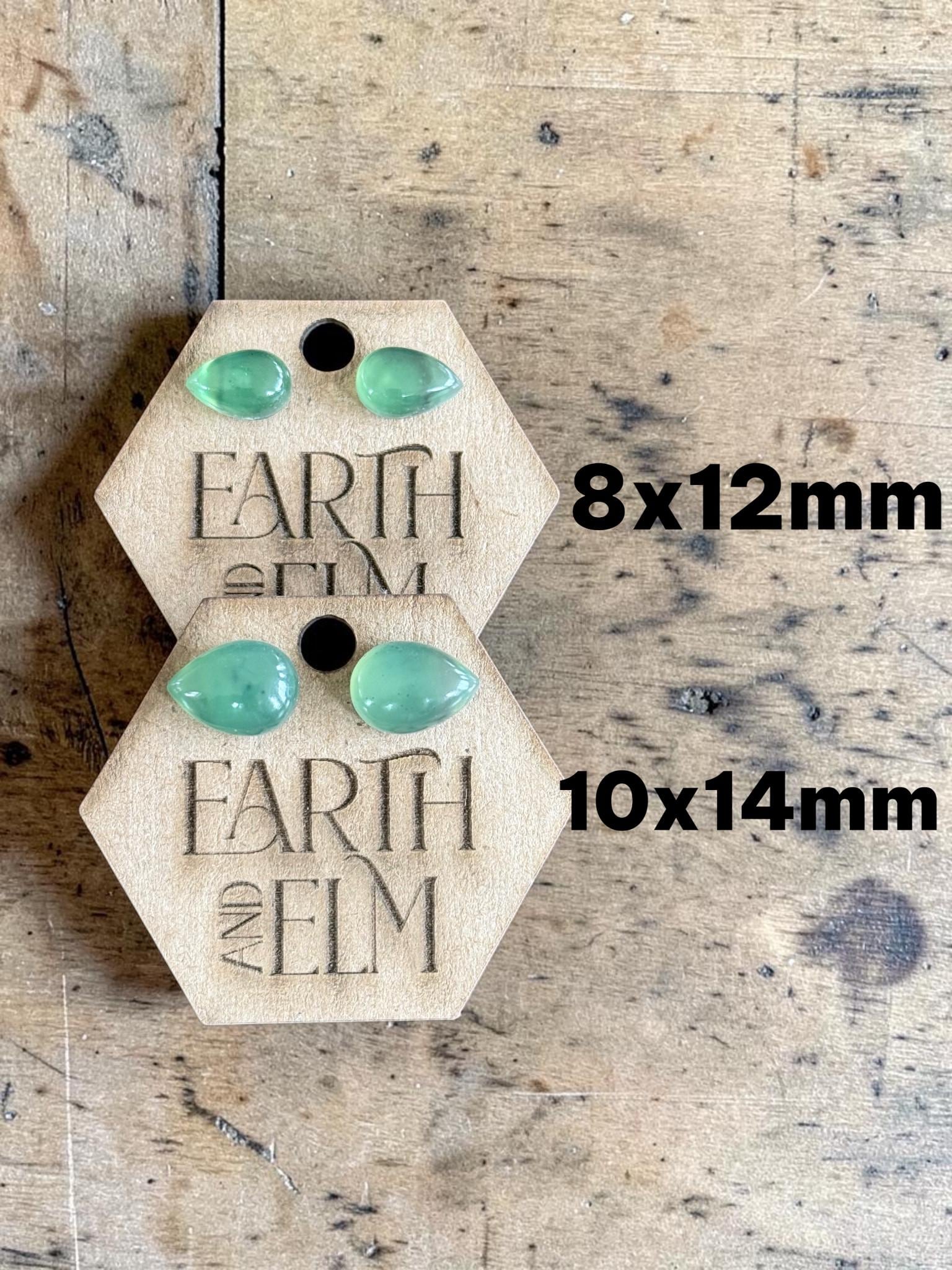 Nephrite Jade Pear Cut Stud Earrings | Authentic Gemstone Studs
