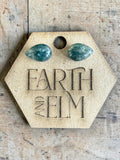 Moss Agate Pear Cut Stud Earrings | Authentic Gemstone Studs