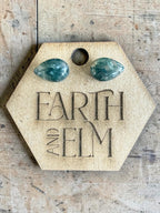 Moss Agate Pear Cut Stud Earrings | Authentic Gemstone Studs
