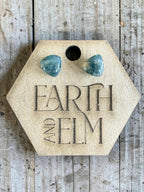 Moss Agate Trillion Cut Stud Earrings | Authentic Gemstone Studs
