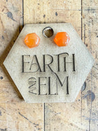 Carnelian Hexagon Cut Stud Earrings | Authentic Gemstone Studs