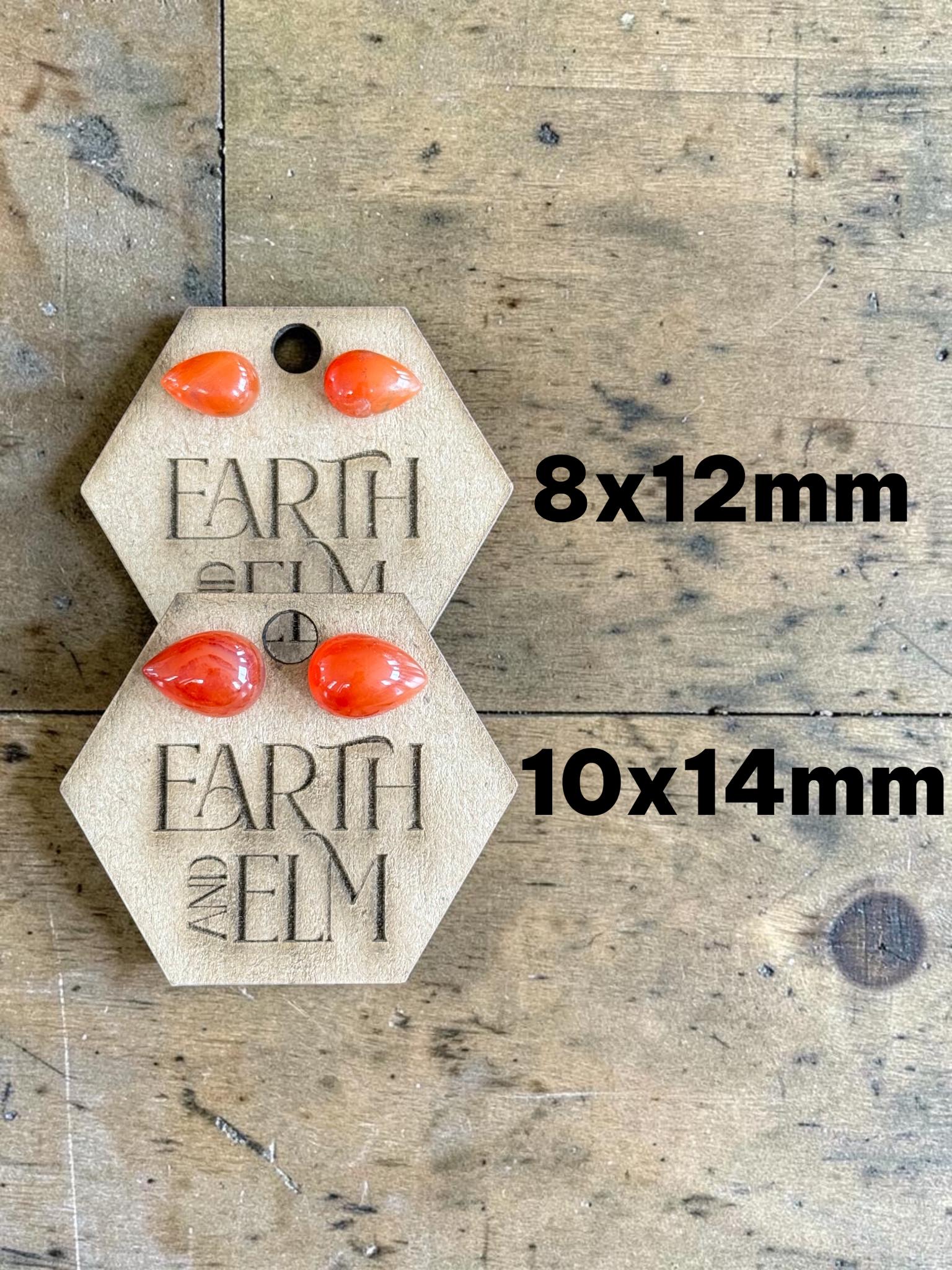 Carnelian Pear Cut Stud Earrings | Authentic Gemstone Studs
