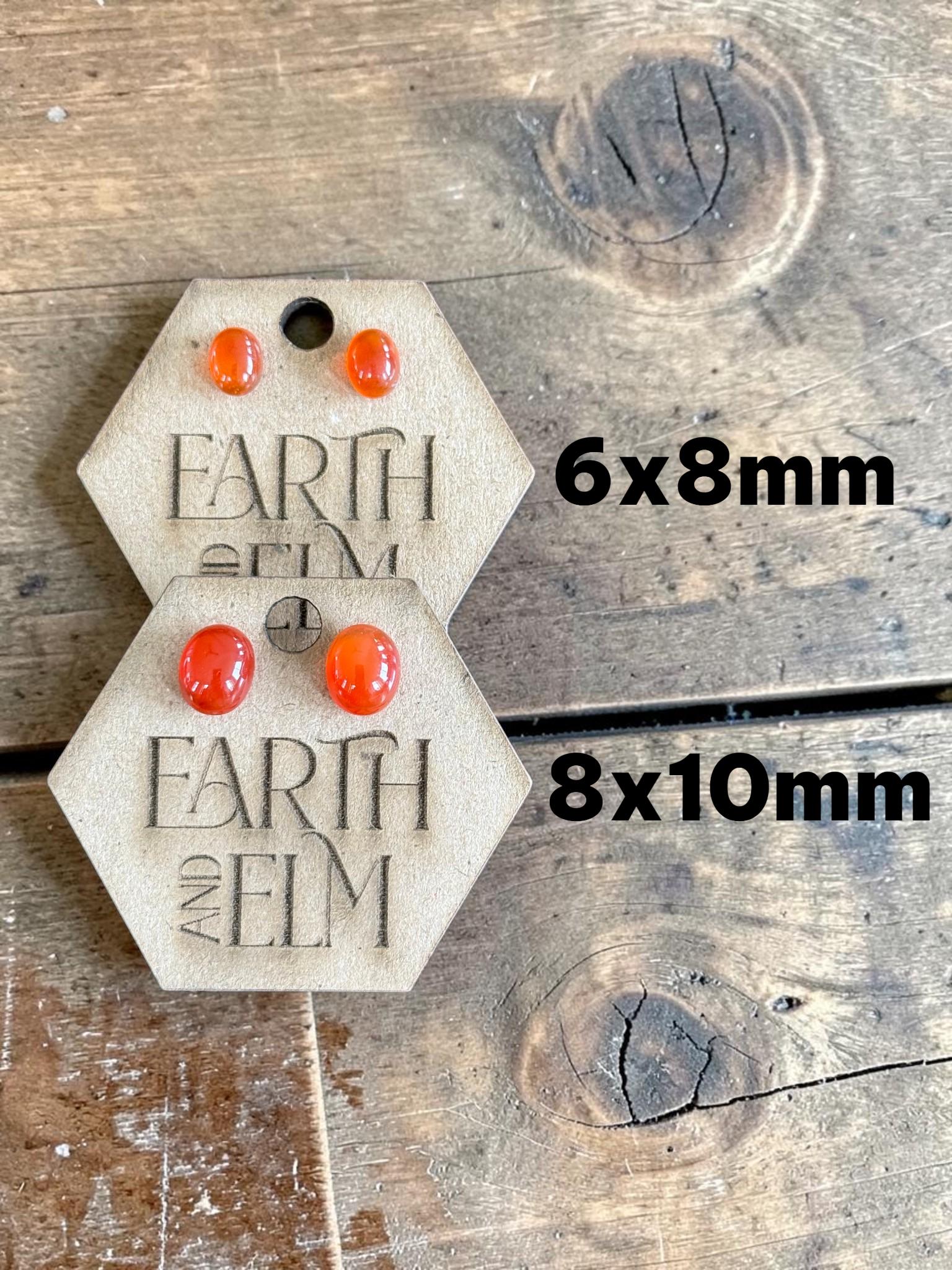 Carnelian Oval Cut Stud Earrings | Authentic Gemstone Studs