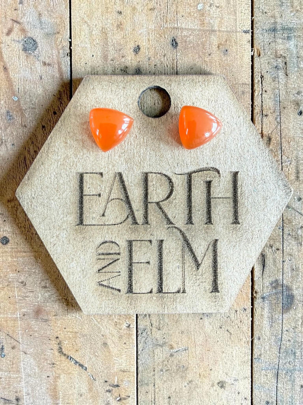 Carnelian Trillion Cut Stud Earrings | Authentic Gemstone Studs