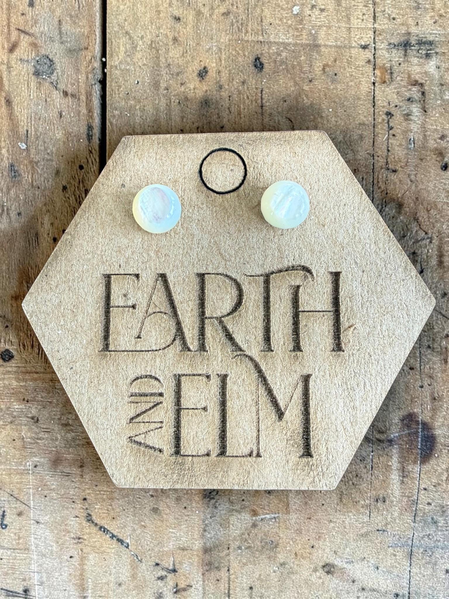 Mother of Pearl Round Cut Stud Earrings | Authentic Gemstone Studs