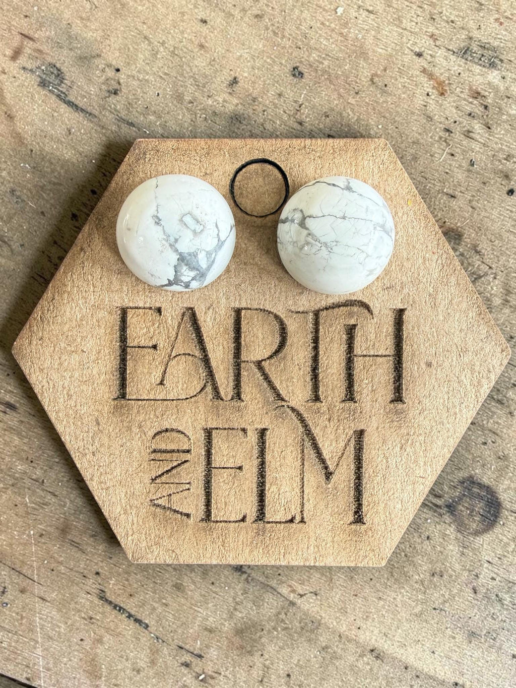 Howlite Round Cut Stud Earrings | Authentic Gemstone Studs