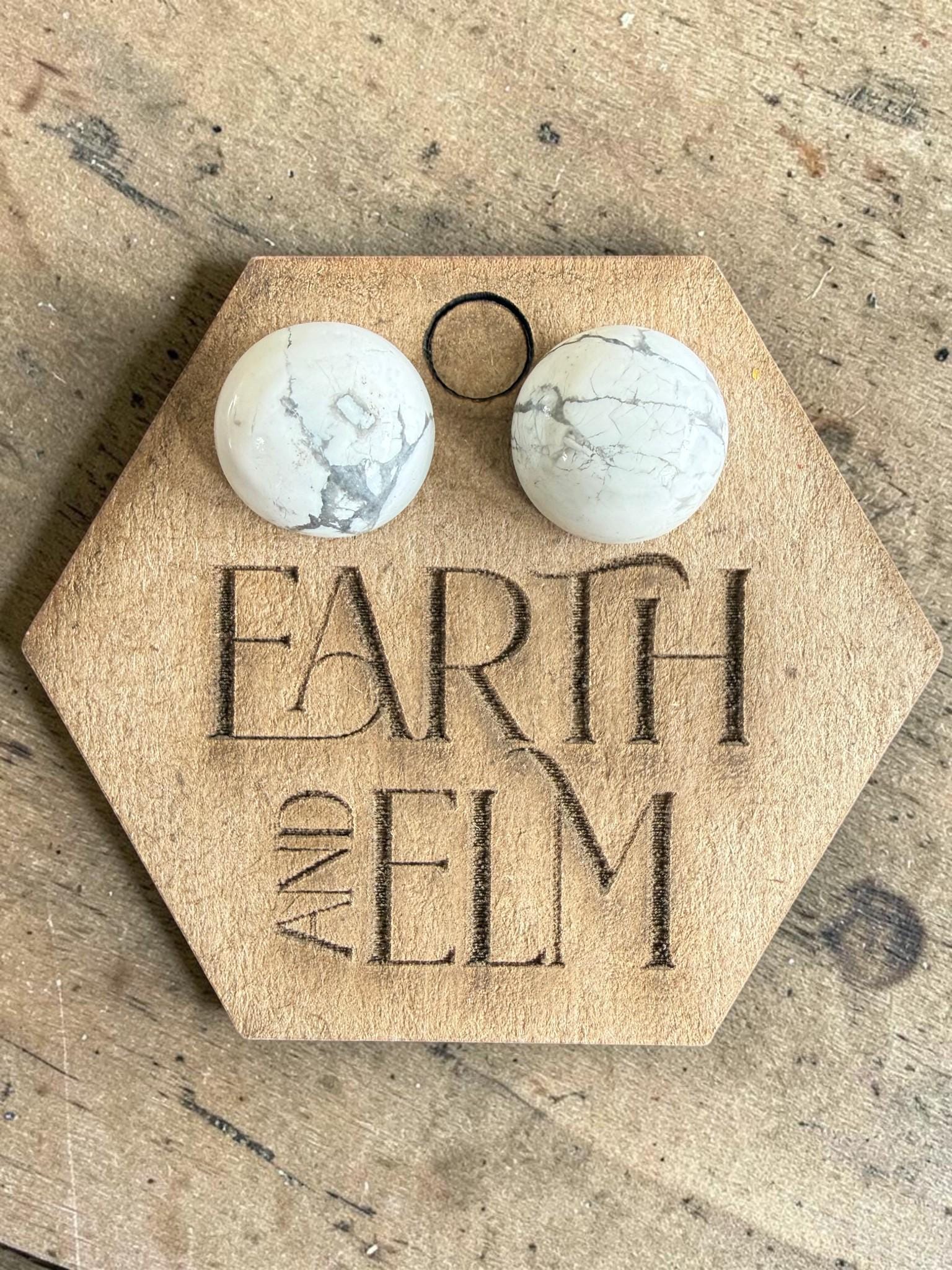 Howlite Round Cut Stud Earrings | Authentic Gemstone Studs