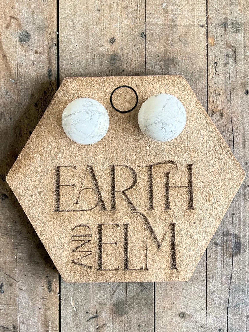 Howlite Round Cut Stud Earrings | Authentic Gemstone Studs