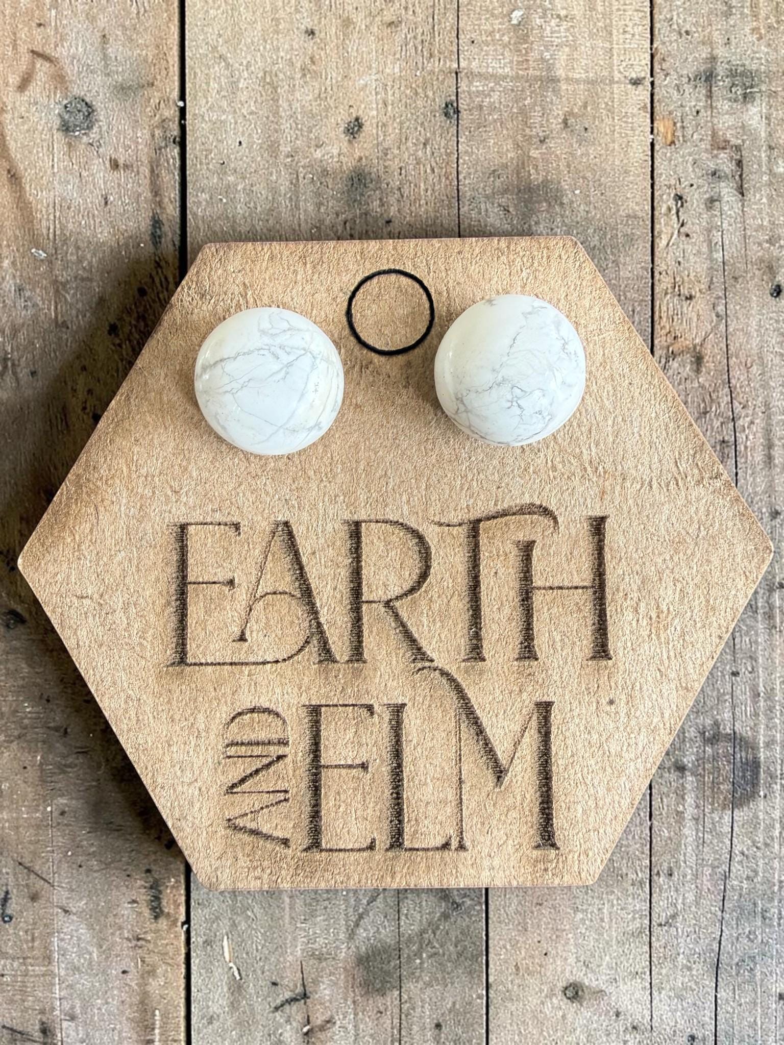 Howlite Round Cut Stud Earrings | Authentic Gemstone Studs
