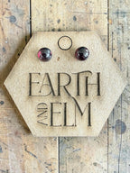 Garnet Round Cut Stud Earrings | Authentic Gemstone Studs