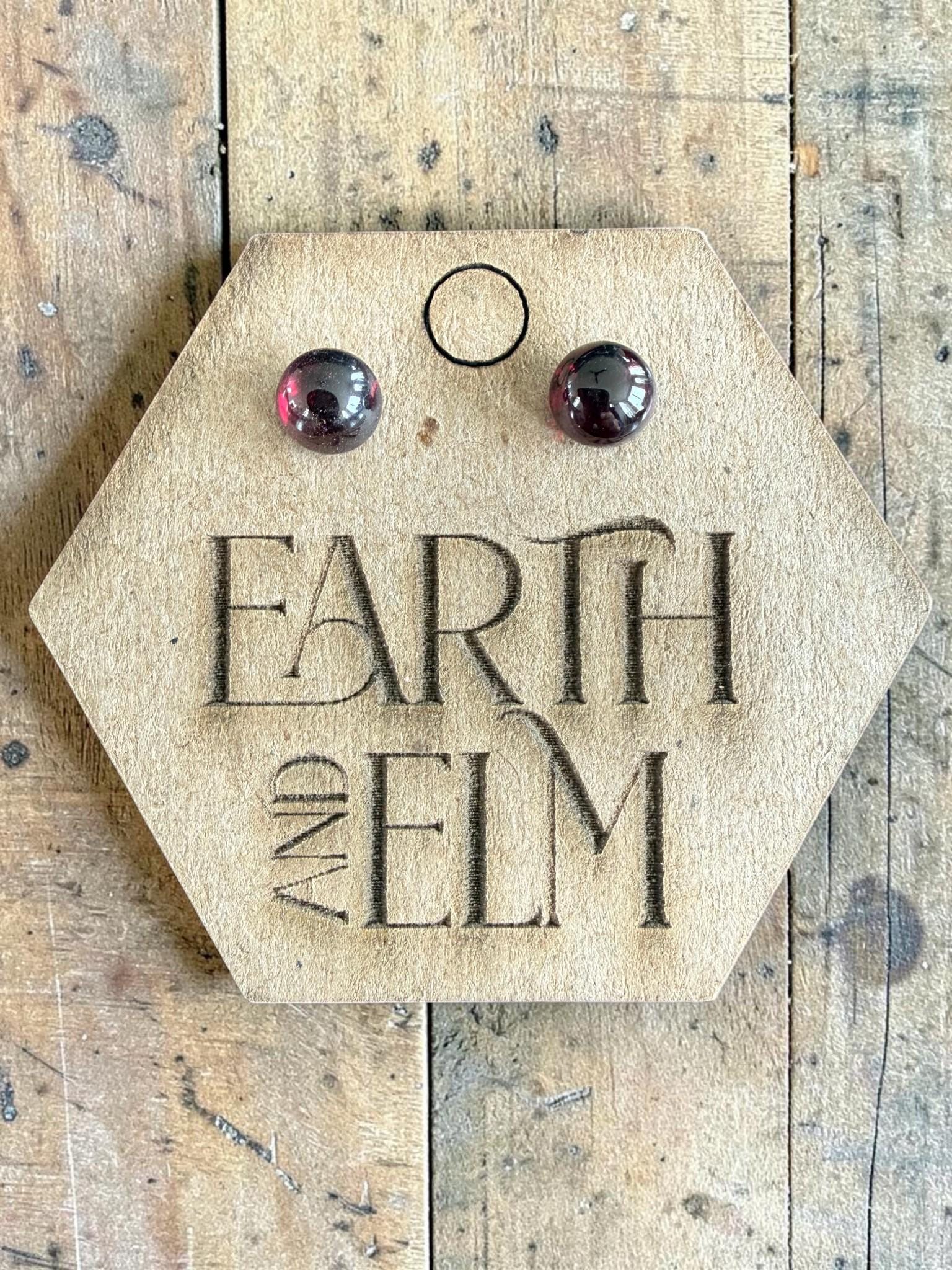 Garnet Round Cut Stud Earrings | Authentic Gemstone Studs