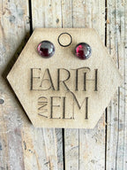 Garnet Round Cut Stud Earrings | Authentic Gemstone Studs