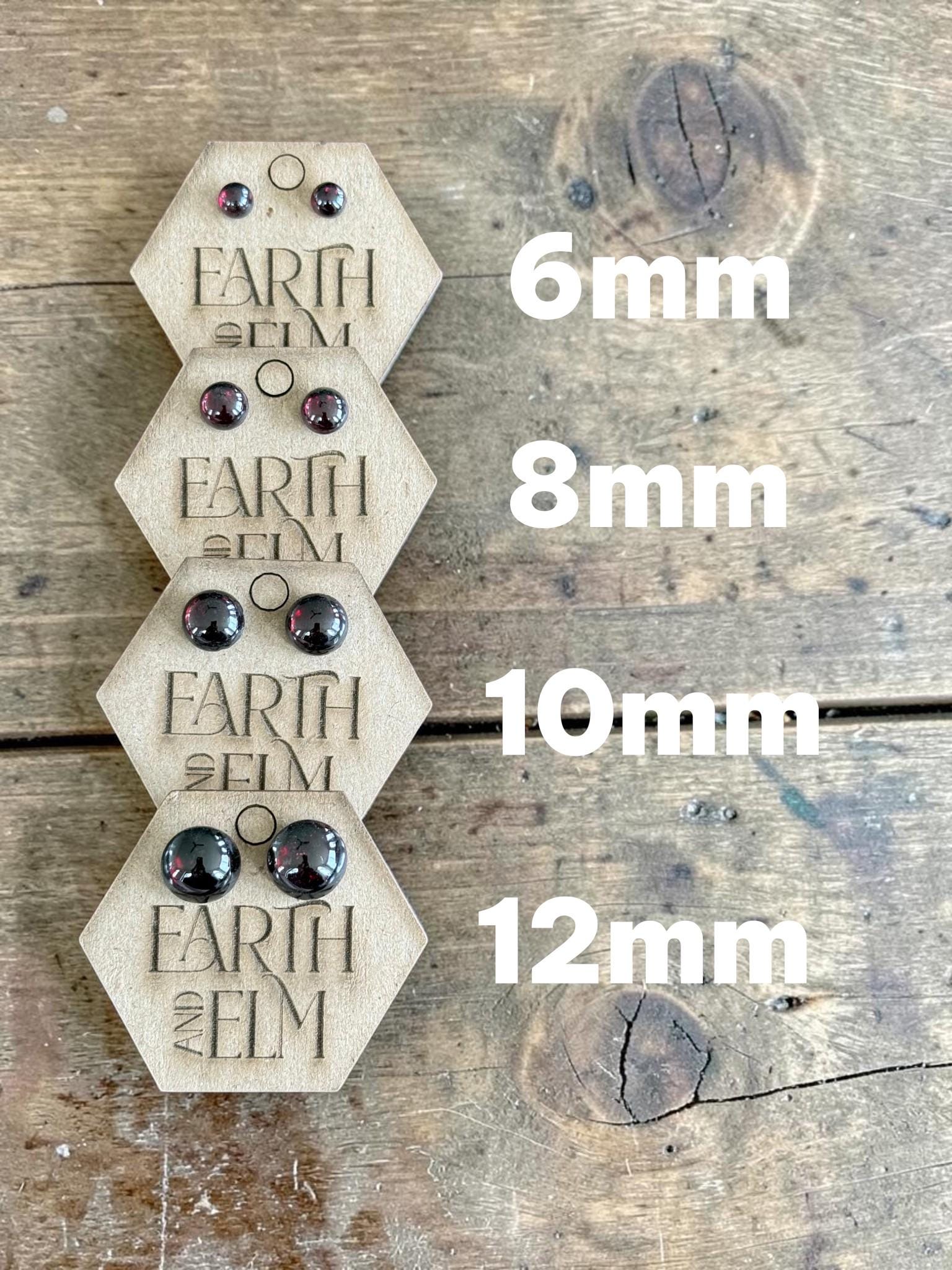 Garnet Round Cut Stud Earrings | Authentic Gemstone Studs