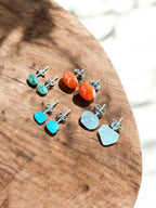 Dendrite Opal Hexagon Studs | Gemstone Stud Earrings | Authentic Crystal Jewelry