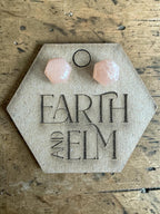 Peach Moonstone Hexagon Studs | Gemstone Stud Earrings | Pink Jewelry