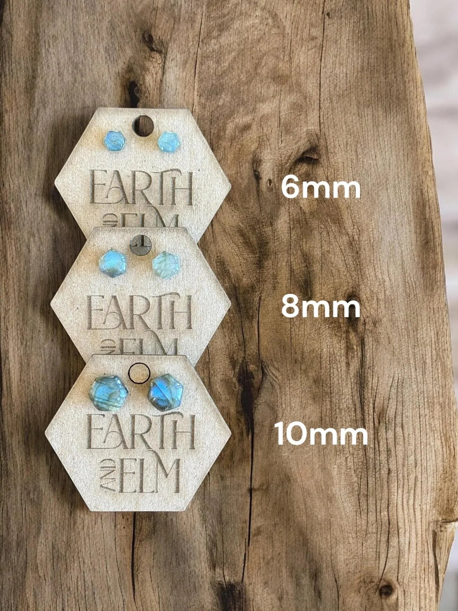 Labradorite Hexagon Cut Studs - earthandelm