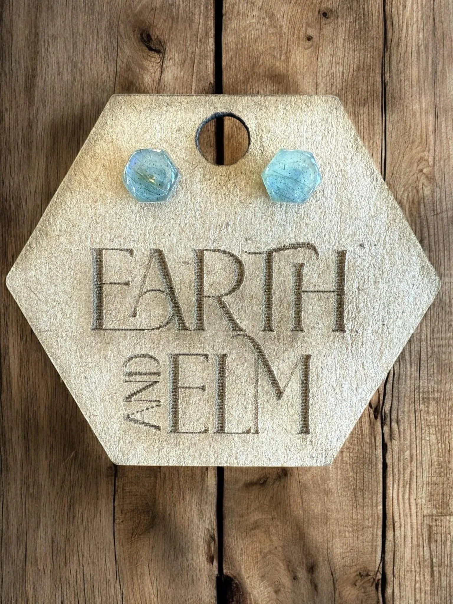 Labradorite Hexagon Cut Studs - earthandelm
