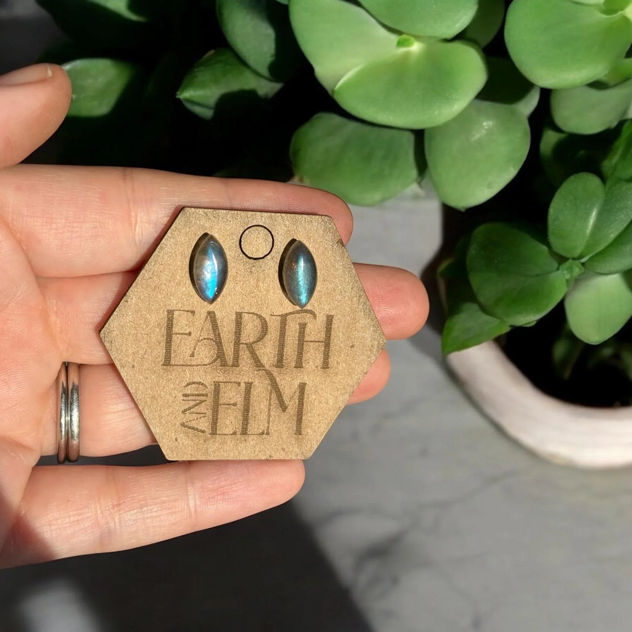 Labradorite Marquise Gemstone Studs - earthandelm