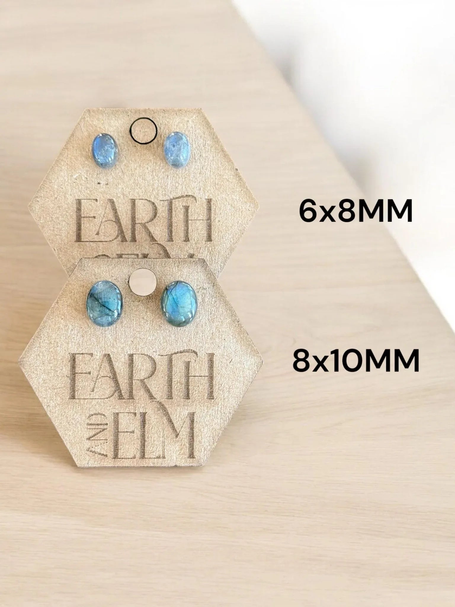 Labradorite Oval Gemstone Studs - earthandelm