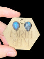 Labradorite Pear Studs - earthandelm