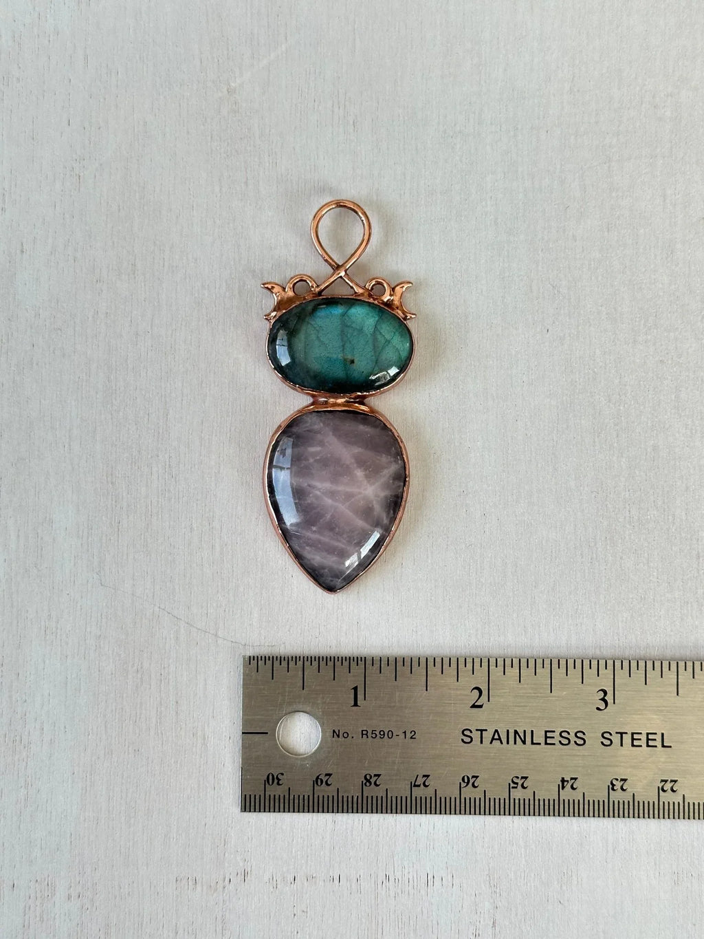 Labradorite & Rose Quartz Pendant - earthandelm
