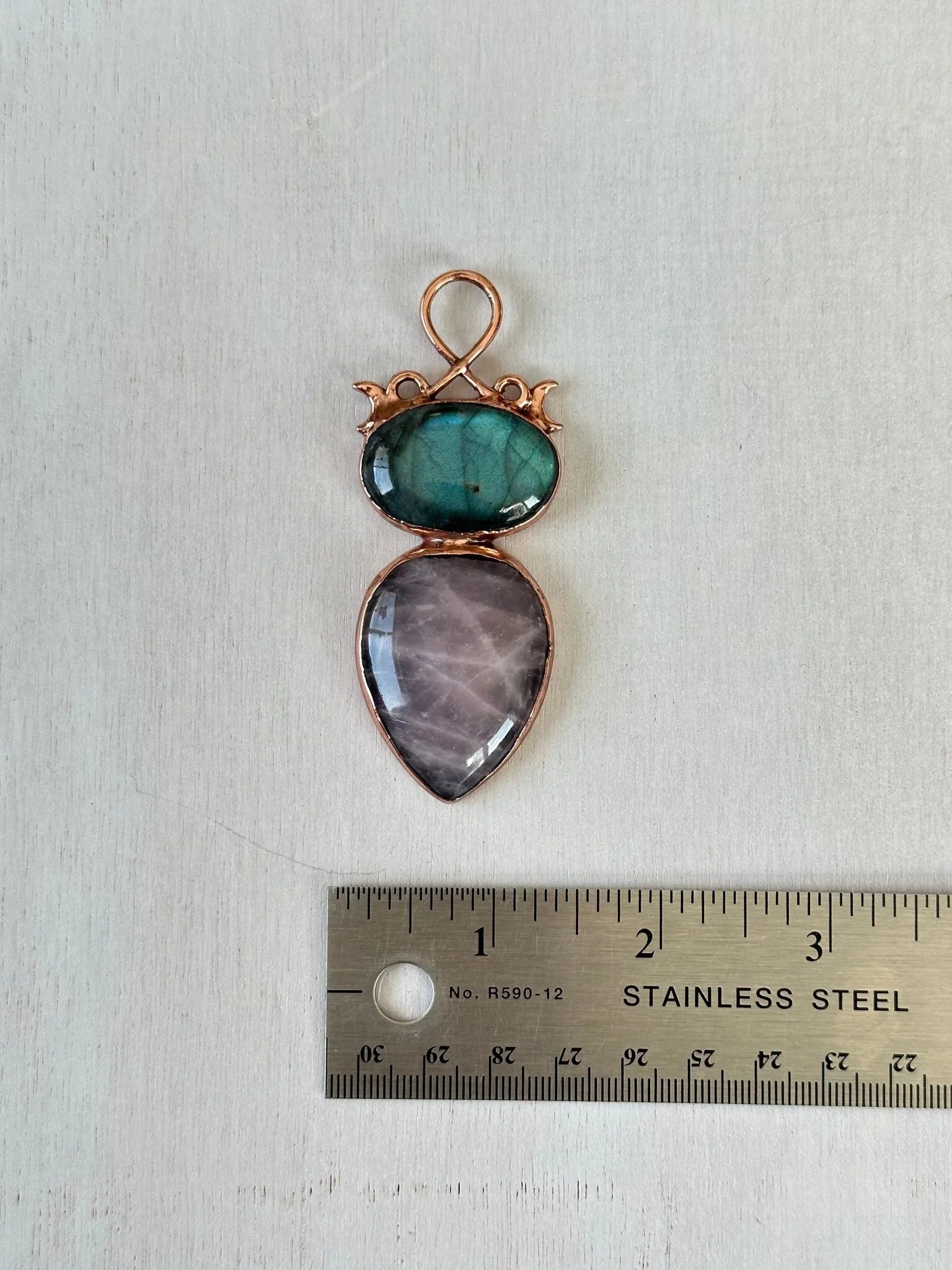 Labradorite & Rose Quartz Pendant - earthandelm