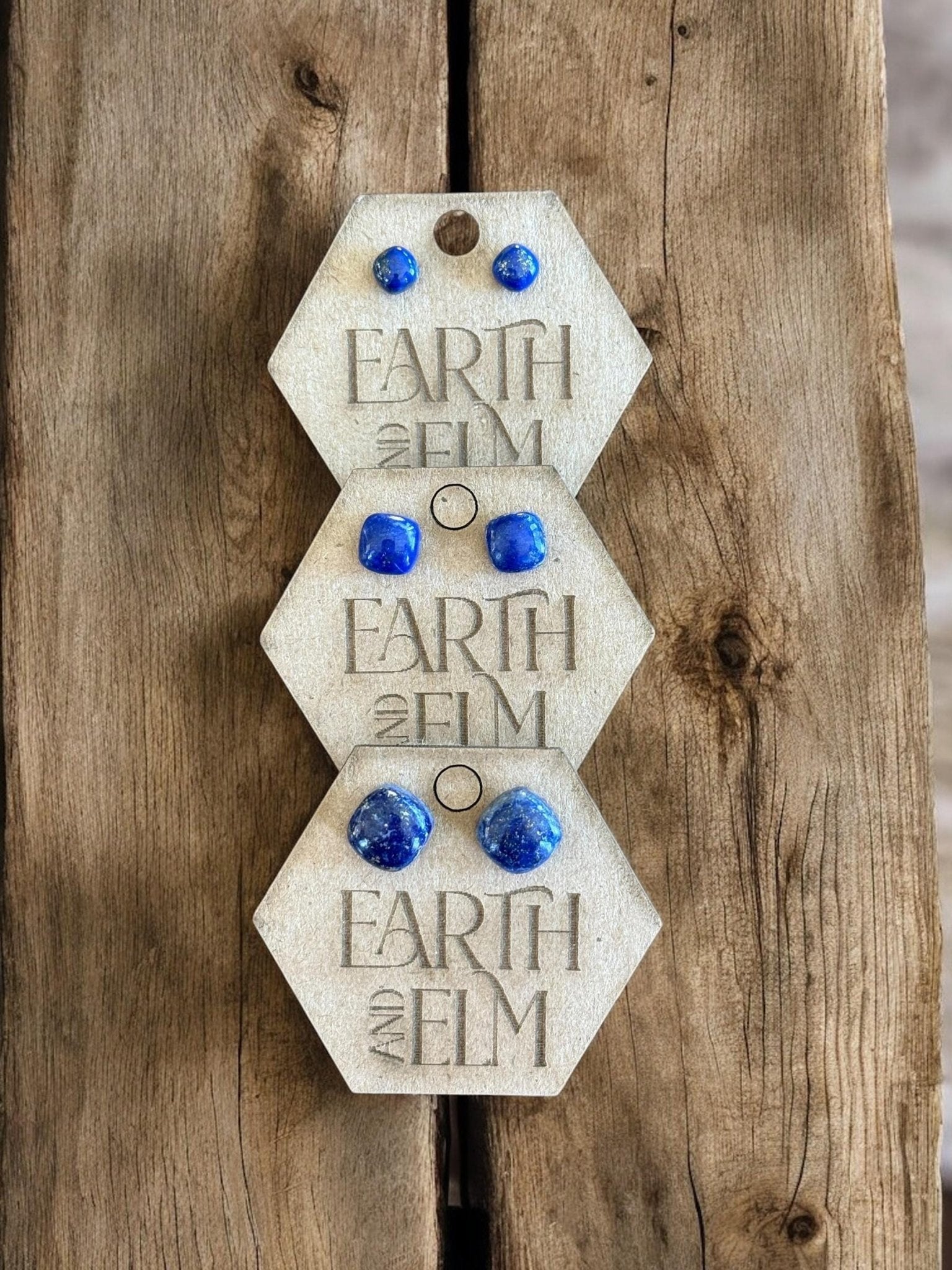 Lapis Lazuli Cushion Studs - earthandelm
