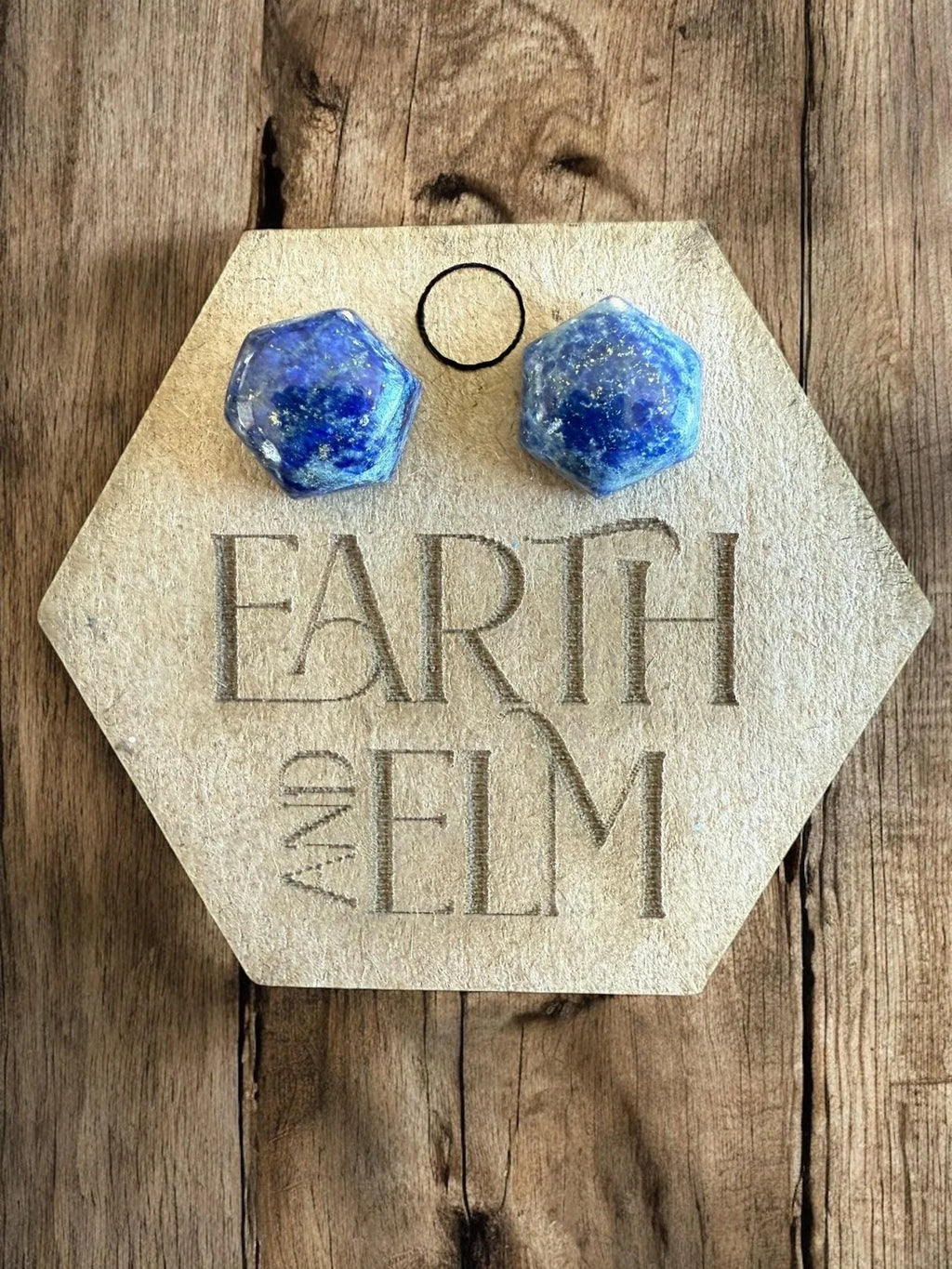 Lapis Lazuli Hexagon Studs - earthandelm