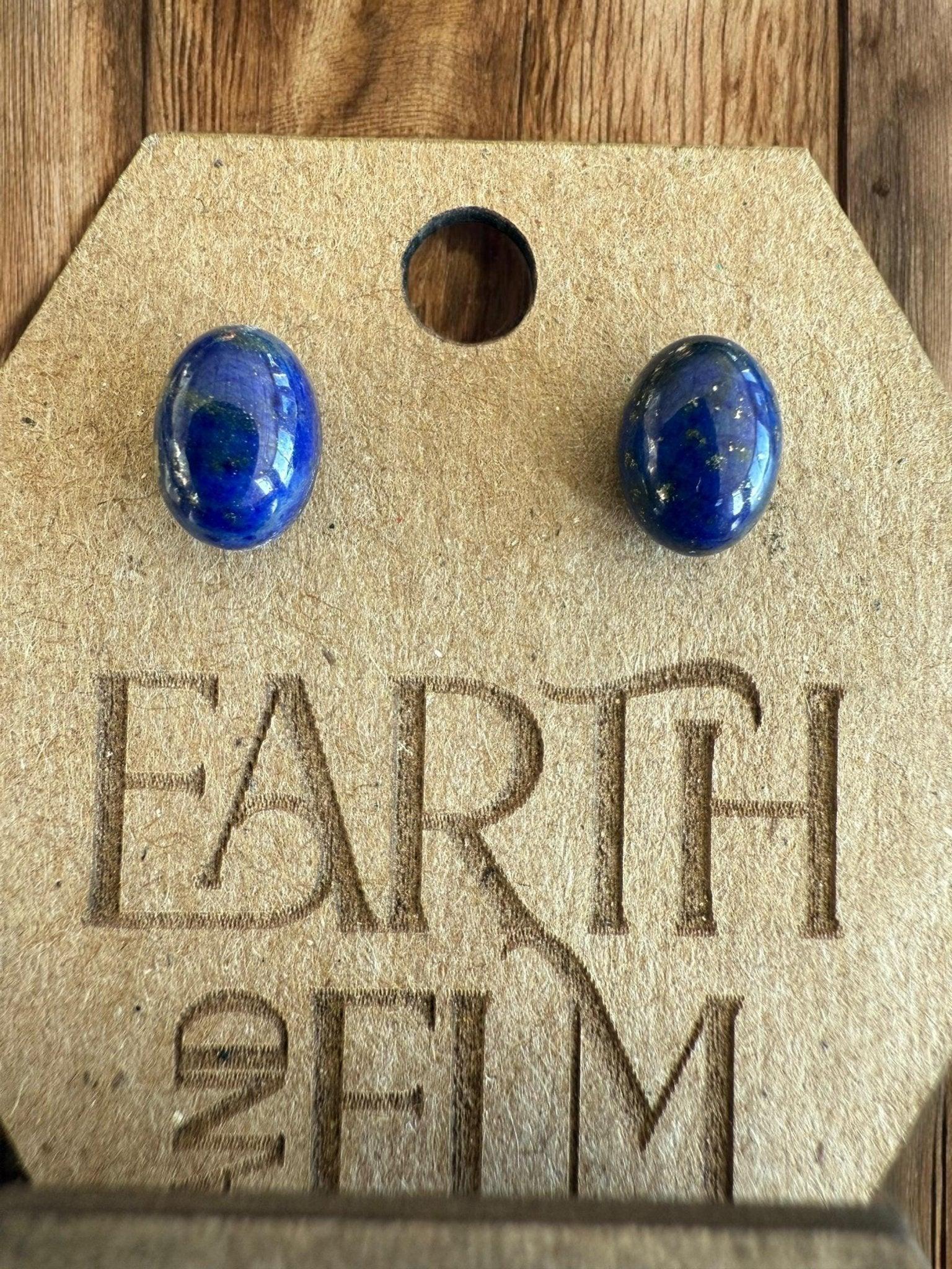 Lapis Lazuli Oval Gemstone Studs - earthandelm