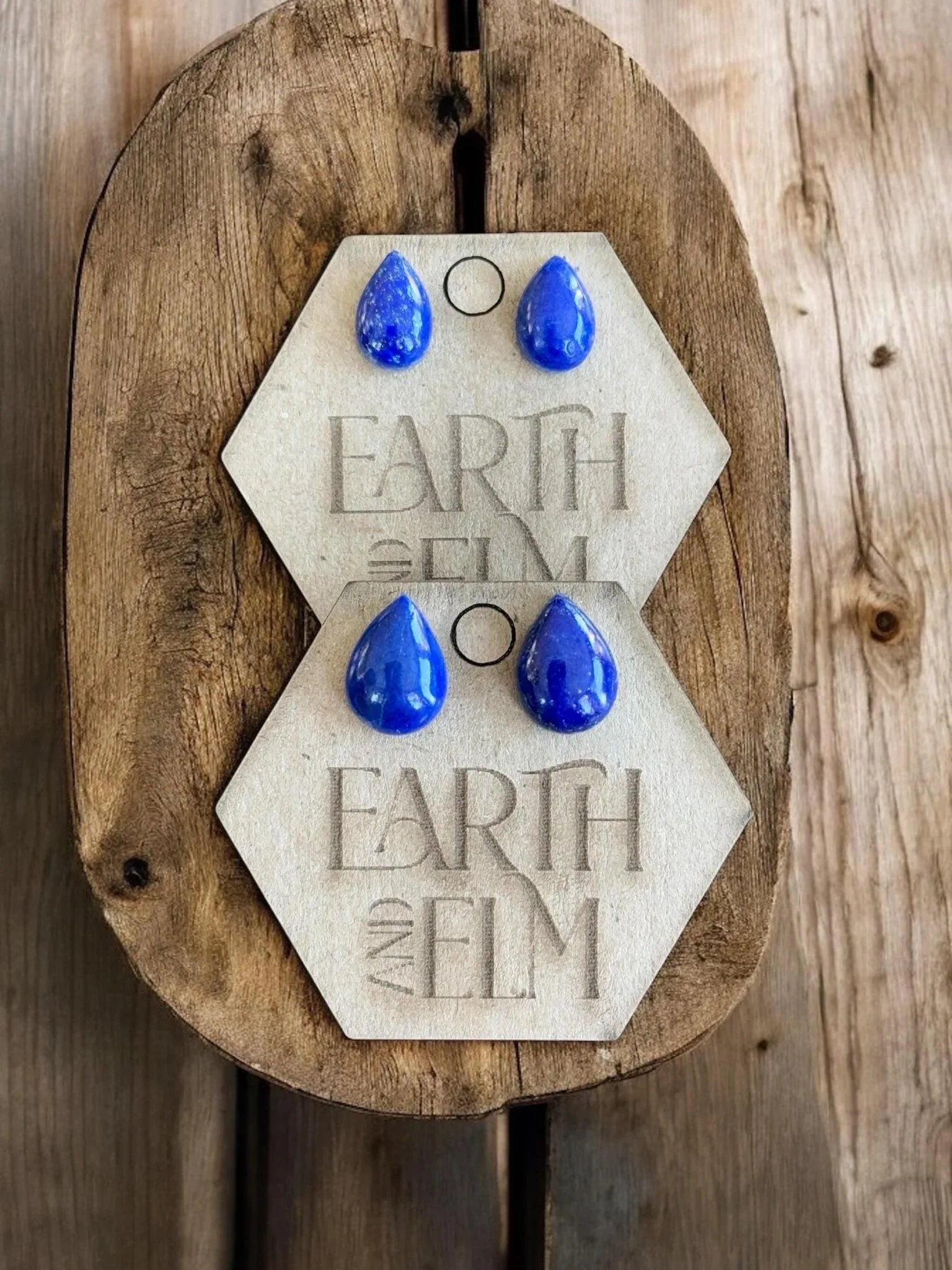 Lapis Lazuli Pear Studs - earthandelm