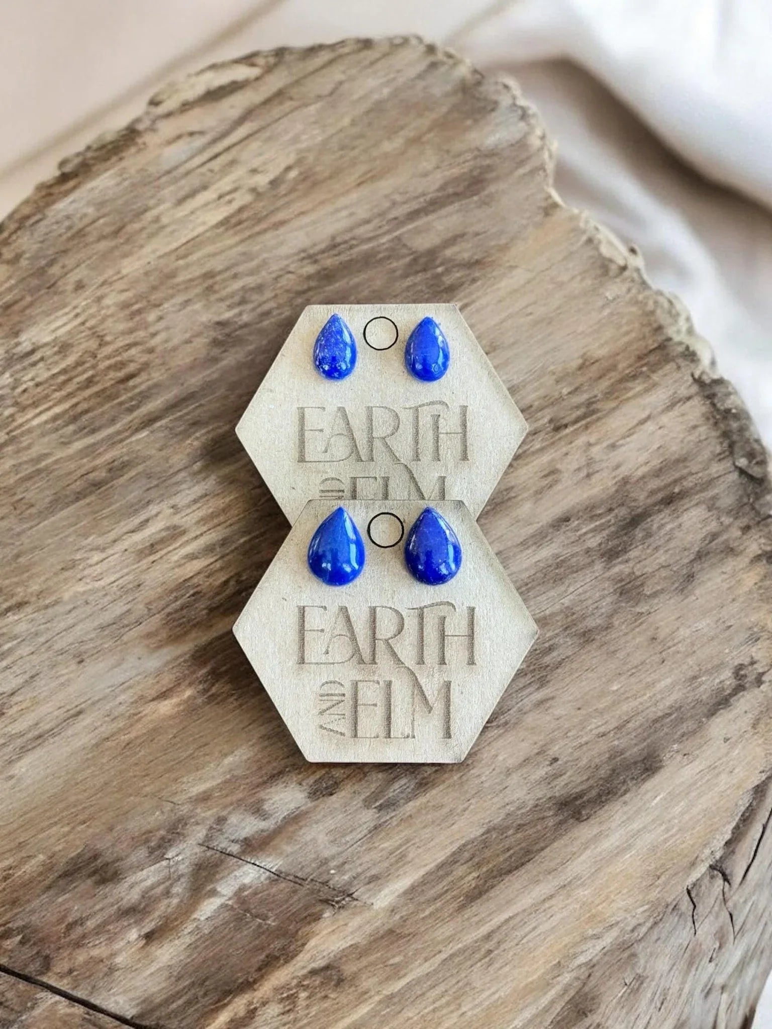 Lapis Lazuli Pear Studs - earthandelm