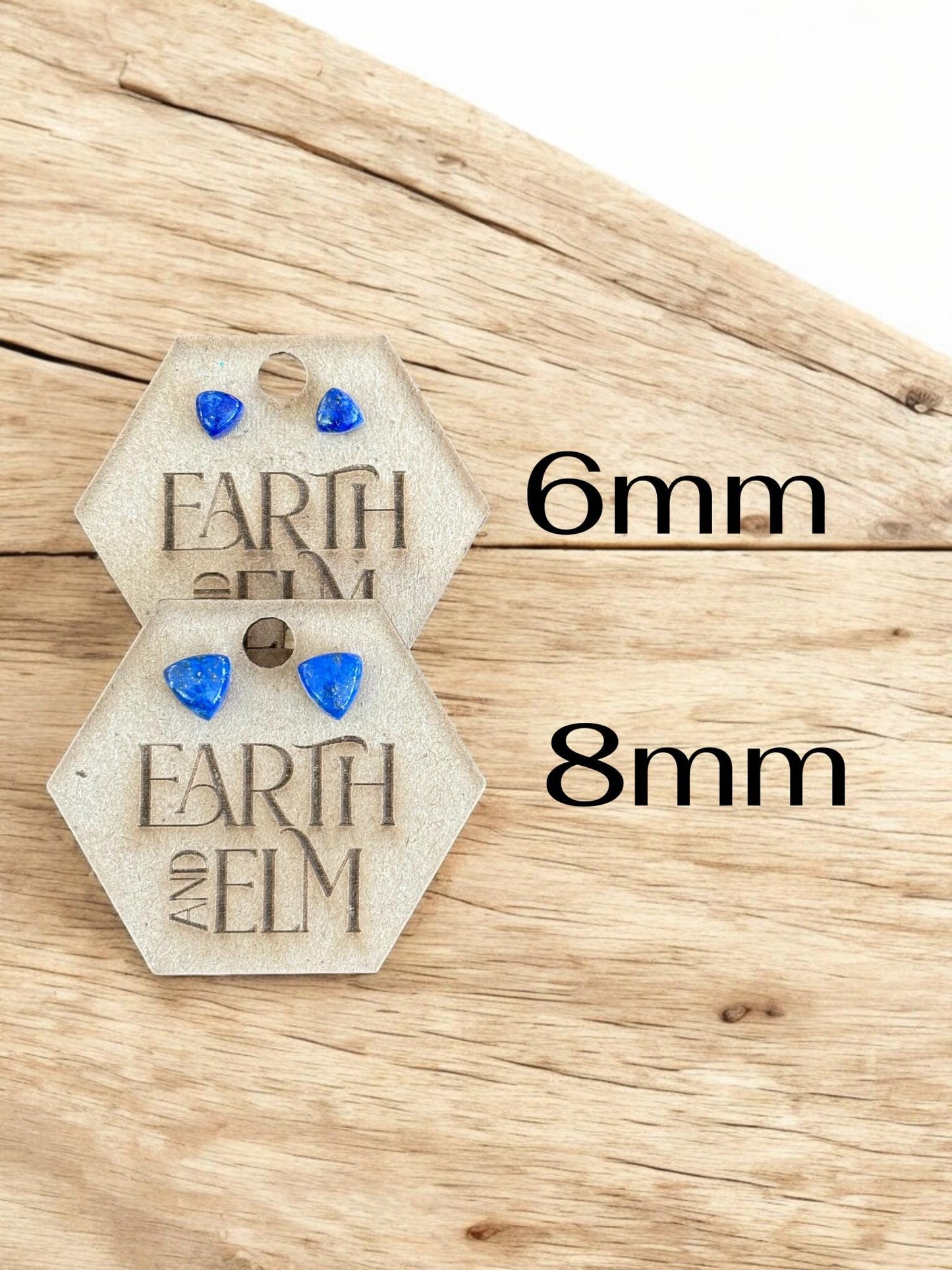 Lapis Lazuli Trillion Gemstone Stud Earrings - earthandelm