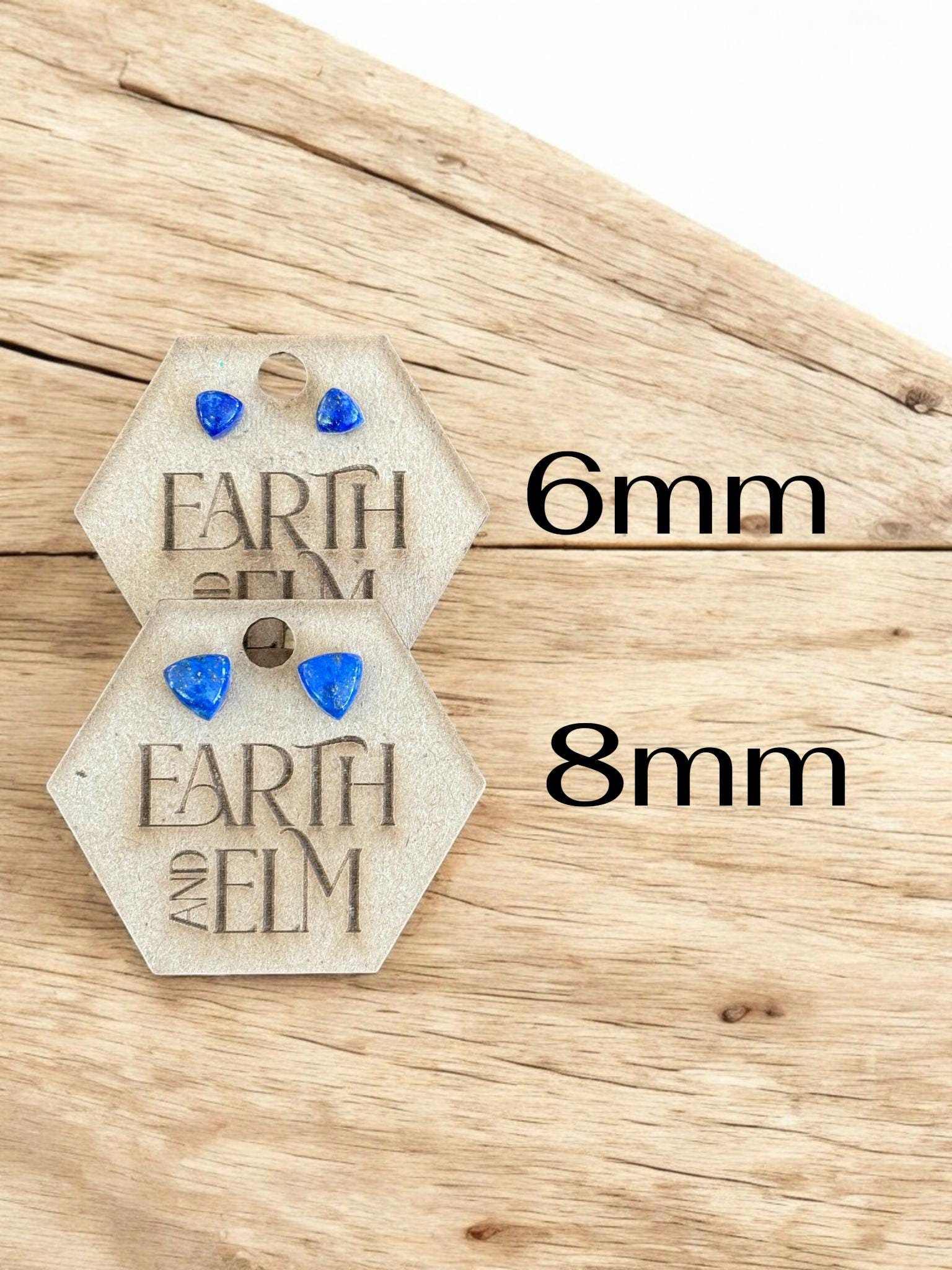 Lapis Lazuli Trillion Gemstone Stud Earrings - earthandelm