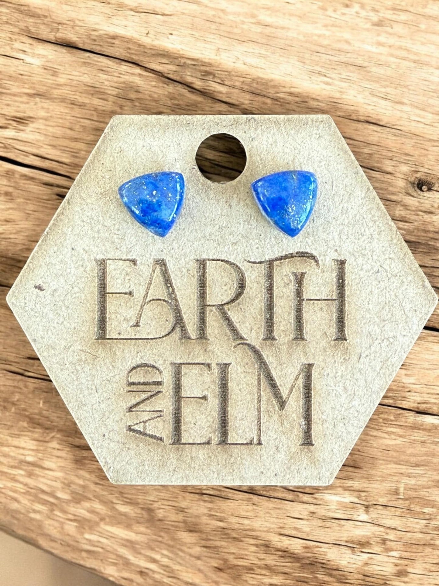 Lapis Lazuli Trillion Gemstone Stud Earrings - earthandelm