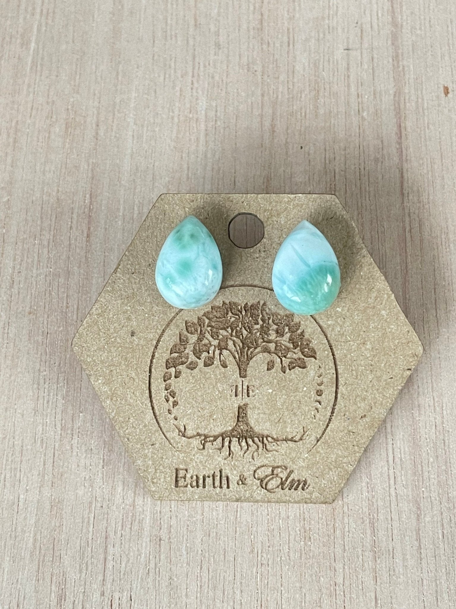 Larimar Pear Studs - earthandelm
