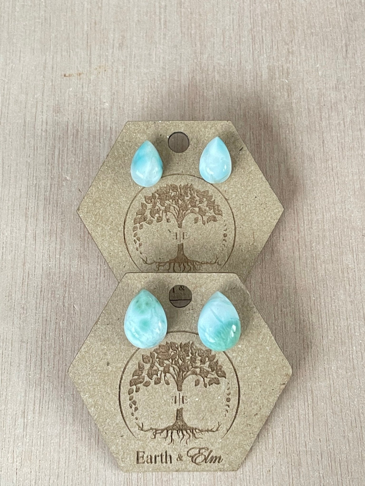 Larimar Pear Studs - earthandelm