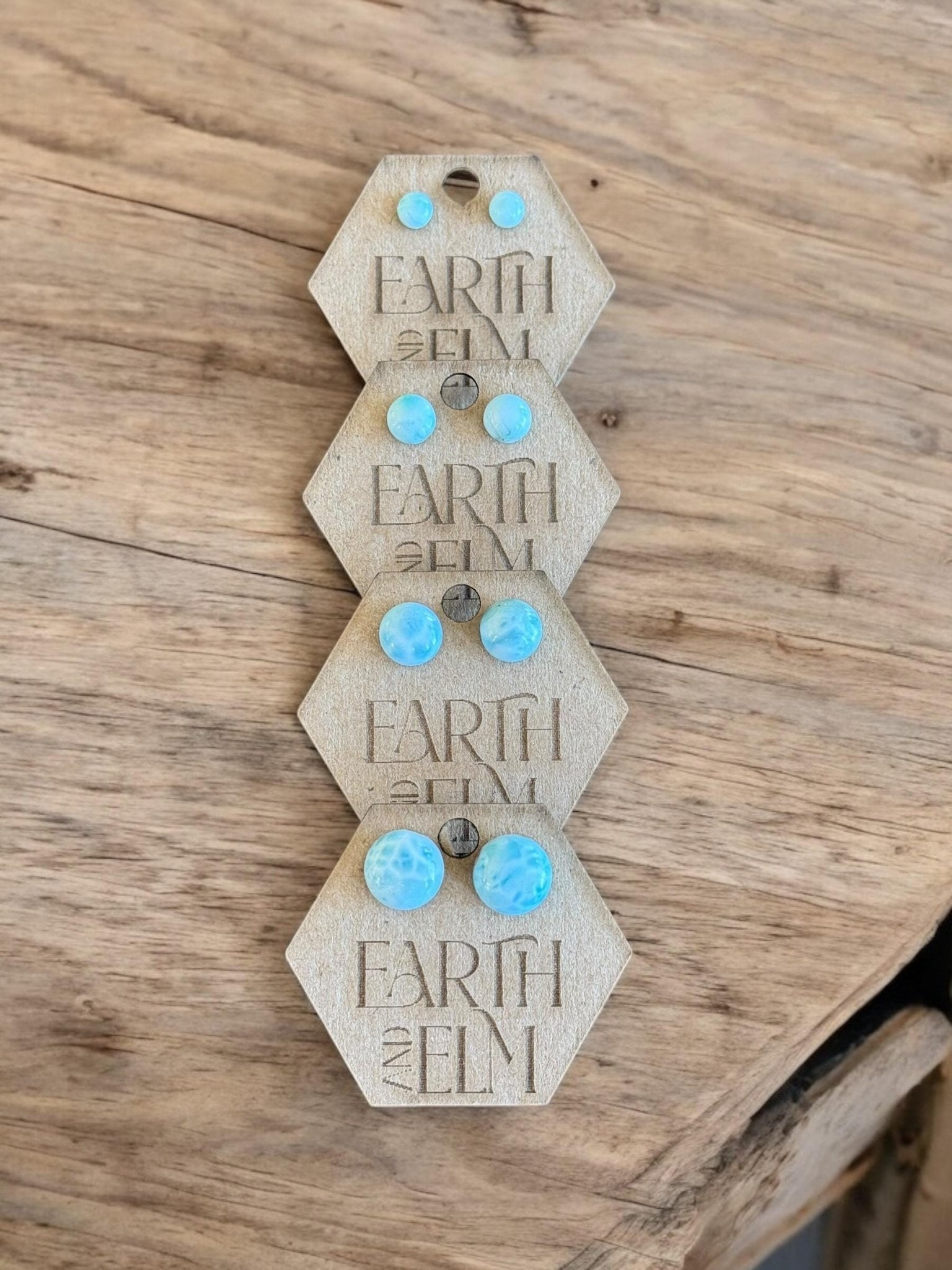 Larimar Round Gemstone Studs - earthandelm
