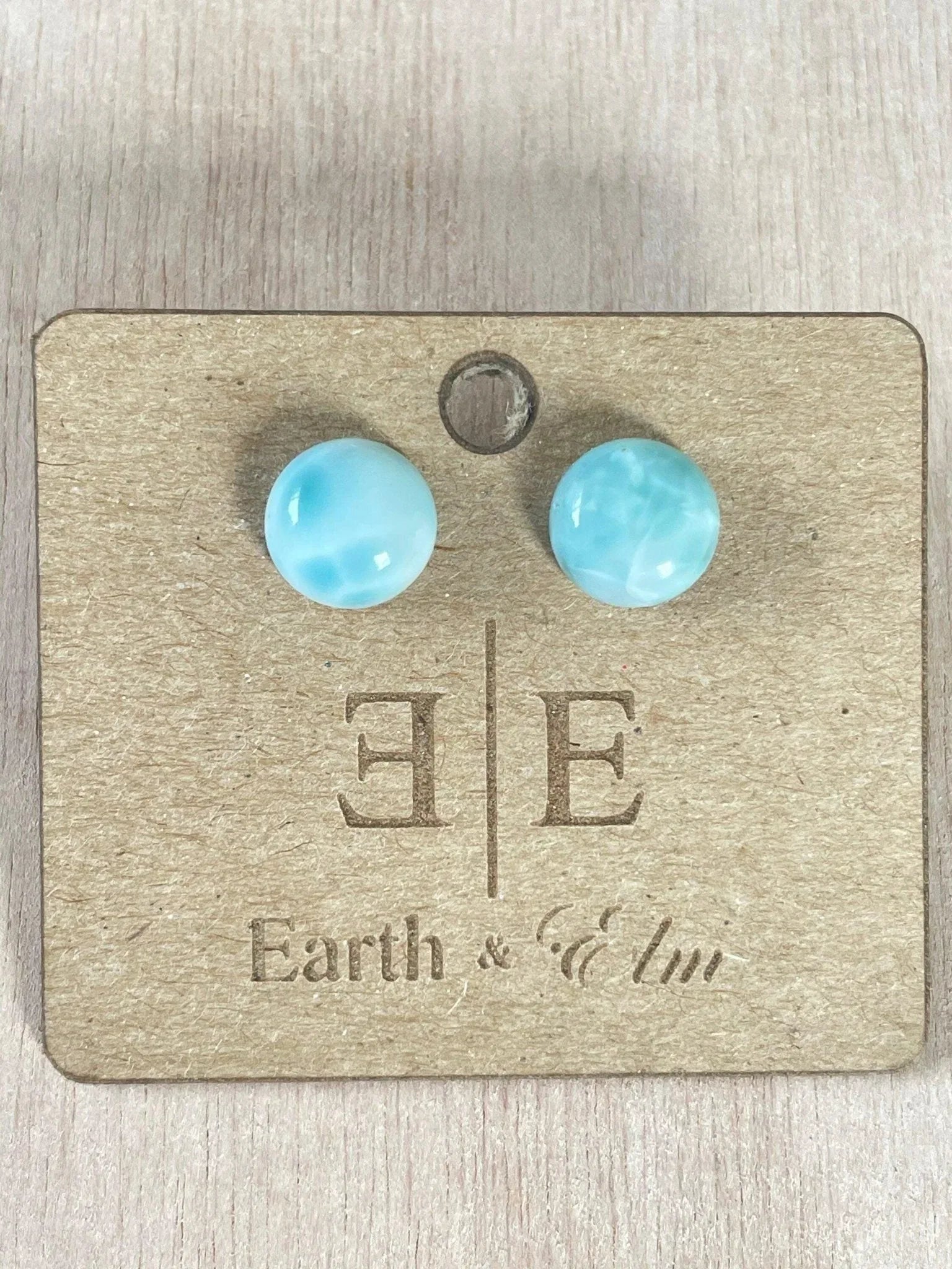 Larimar Round Gemstone Studs - earthandelm