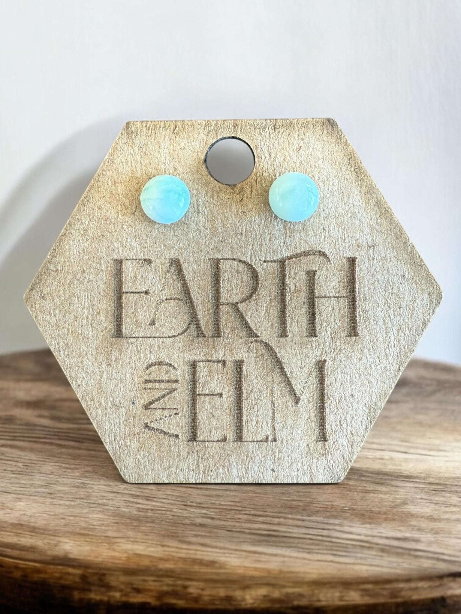 Larimar Round Gemstone Studs - earthandelm