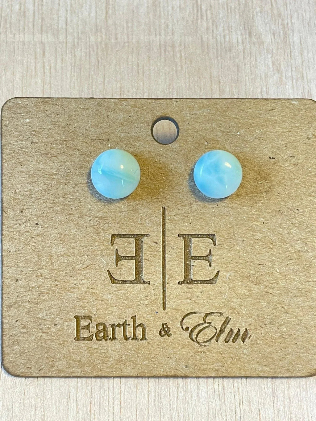 Larimar Round Gemstone Studs - earthandelm